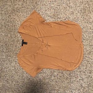 Tan short sleeved crop top